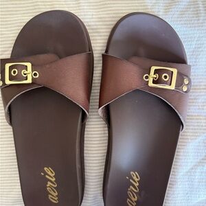 aerie Brown Slide Sandals